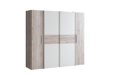 Kleiderschrank >KALIXTUS< 8 Böden, Sandeiche / Weiss - 200,1x190,5x61,6cm (BxHxT)