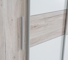 Kleiderschrank >KALIXTUS< 8 Böden, Sandeiche / Weiss - 200,1x190,5x61,6cm (BxHxT)