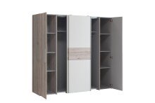 Kleiderschrank >KALIXTUS< 8 Böden, Sandeiche / Weiss - 200,1x190,5x61,6cm (BxHxT)