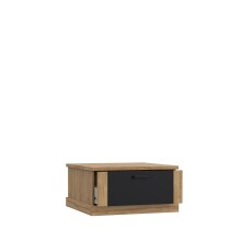 Couchtisch >KASZIMIRO< 1 Schublade, in Waterford Eiche / Schwarz - 85x43,4x85cm (BxHxT)