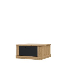 Couchtisch >KASZIMIRO< 1 Schublade, in Waterford Eiche / Schwarz - 85x43,4x85cm (BxHxT)