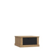Couchtisch >KASZIMIRO< 1 Schublade, in Waterford Eiche / Schwarz - 85x43,4x85cm (BxHxT)