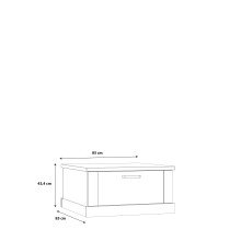 Couchtisch >KASZIMIRO< 1 Schublade, in Waterford Eiche / Schwarz - 85x43,4x85cm (BxHxT)