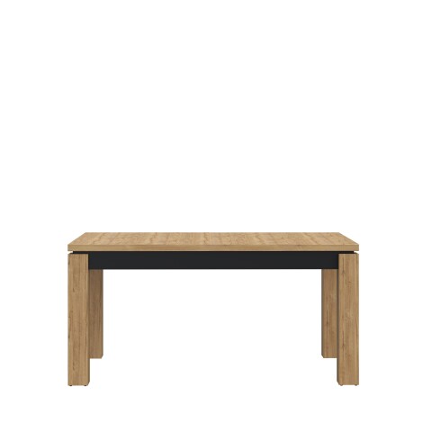 Kulissentisch >KASZIMIRO< ausziehbar bis 206,4cm, Eiche/Schwarz - 160,4/206,4x78,2x90,4cm BxHxT