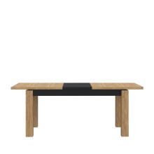 Kulissentisch >KASZIMIRO< ausziehbar bis 206,4cm, Eiche/Schwarz - 160,4/206,4x78,2x90,4cm BxHxT