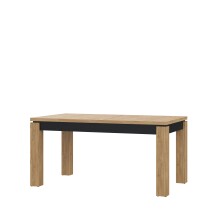 Kulissentisch >KASZIMIRO< ausziehbar bis 206,4cm, Eiche/Schwarz - 160,4/206,4x78,2x90,4cm BxHxT