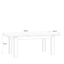 Kulissentisch >KASZIMIRO< ausziehbar bis 206,4cm, Eiche/Schwarz - 160,4/206,4x78,2x90,4cm BxHxT