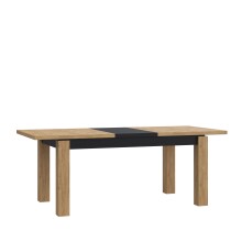 Kulissentisch >KASZIMIRO< ausziehbar bis 206,4cm, Eiche/Schwarz - 160,4/206,4x78,2x90,4cm BxHxT