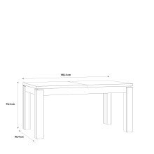 Kulissentisch >KASZIMIRO< ausziehbar bis 206,4cm, Eiche/Schwarz - 160,4/206,4x78,2x90,4cm BxHxT