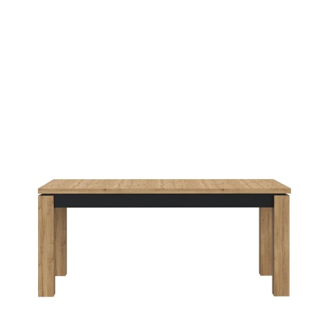 Kulissentisch >KASZIMIRO< ausziehbar bis 226,4cm, Eiche/Schwarz - 180,4/226,4x78,2x90,4cm BxHxT