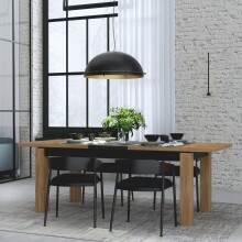 Kulissentisch >KASZIMIRO< ausziehbar bis 226,4cm, Eiche/Schwarz - 180,4/226,4x78,2x90,4cm BxHxT