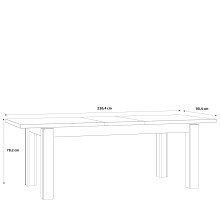 Kulissentisch >KASZIMIRO< ausziehbar bis 226,4cm, Eiche/Schwarz - 180,4/226,4x78,2x90,4cm BxHxT