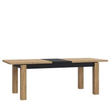 Kulissentisch >KASZIMIRO< ausziehbar bis 226,4cm, Eiche/Schwarz - 180,4/226,4x78,2x90,4cm BxHxT