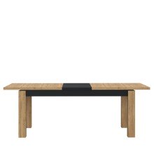 Kulissentisch >KASZIMIRO< ausziehbar bis 226,4cm, Eiche/Schwarz - 180,4/226,4x78,2x90,4cm BxHxT