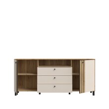 Sideboard >KILLARNEY< Soft-Close, Sand / Mauvella Eiche Dekor - 192,8x87x42cm (BxHxT)