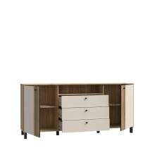 Sideboard >KILLARNEY< Soft-Close, Sand / Mauvella Eiche Dekor - 192,8x87x42cm (BxHxT)