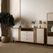 Sideboard >KILLARNEY< Soft-Close, Sand / Mauvella Eiche Dekor - 192,8x87x42cm (BxHxT)