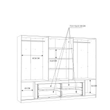 Drehtürenschrank >LUANO< 4 Schubladen, 6 Türen, Weiss / Weiss Glanz - 269,7x210,5x60cm (BxHxT)
