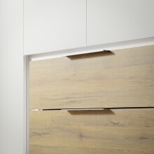 Drehtürenschrank >LUANO< 2 Schubladen, 4 Türen, Weiss / Bartex Eiche - 204,8x212,7x62,1cm BxHxT