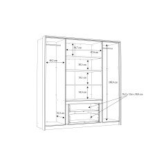 Drehtürenschrank >LUANO< 2 Schubladen, 4 Türen, Weiss / Bartex Eiche - 204,8x212,7x62,1cm BxHxT