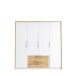 Drehtürenschrank >LUANO< 2 Schubladen, 4 Türen, Weiss / Bartex Eiche - 204,8x212,7x62,1cm BxHxT