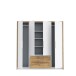 Drehtürenschrank >LUANO< 2 Schubladen, 4 Türen, Weiss / Bartex Eiche - 204,8x212,7x62,1cm BxHxT