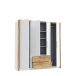 Drehtürenschrank >LUANO< 2 Schubladen, 4 Türen, Weiss / Bartex Eiche - 204,8x212,7x62,1cm BxHxT