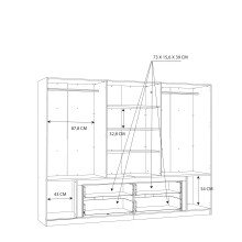 Drehtürenschrank >LUANO< 4 Schubladen, 6 Türen, Weiss - 269,7x210,5x60cm (BxHxT)