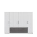 Drehtürenschrank >LUANO< 4 Schubladen, 6 Türen, Wolfram Grau / Weiss - 269,7x210,5x60cm (BxHxT)