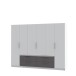 Drehtürenschrank >LUANO< 4 Schubladen, 6 Türen, Wolfram Grau / Weiss - 269,7x210,5x60cm (BxHxT)