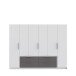 Drehtürenschrank >LUANO< 4 Schubladen, 6 Türen, Wolfram Grau / Weiss - 269,7x210,5x60cm (BxHxT)