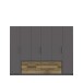 Drehtürenschrank >LUANO< 4 Schubladen, 6 Türen, Weiss / Wolfram Grau - 269,7x210,5x60cm (BxHxT)