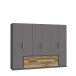 Drehtürenschrank >LUANO< 4 Schubladen, 6 Türen, Weiss / Wolfram Grau - 269,7x210,5x60cm (BxHxT)