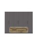 Drehtürenschrank >LUANO< 4 Schubladen, 6 Türen, Weiss / Wolfram Grau - 269,7x210,5x60cm (BxHxT)