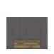 Drehtürenschrank >LUANO< 4 Schubladen, 6 Türen, Weiss / Wolfram Grau - 269,7x210,5x60cm (BxHxT)
