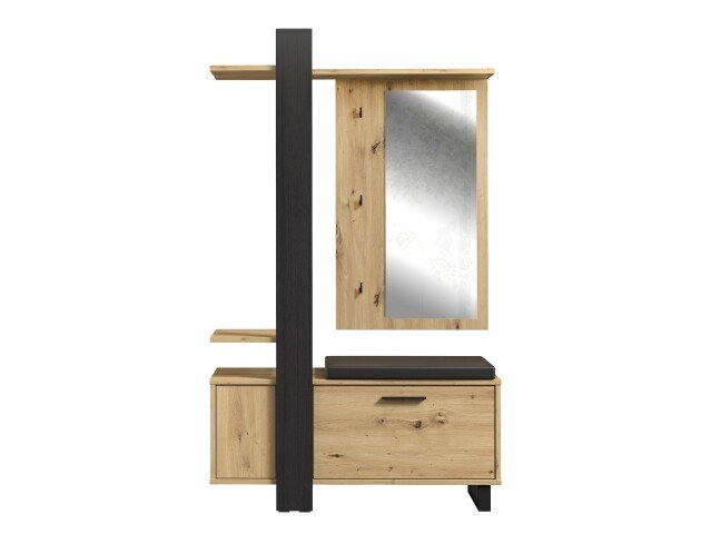Garderobe >MARACAY< in Artisan Eiche / Schwarz - 119,8x198,2x43cm (BxHxT)