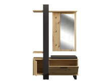 Garderobe >MARACAY< in Artisan Eiche / Schwarz - 119,8x198,2x43cm (BxHxT)