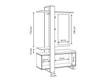 Garderobe >MARACAY< in Artisan Eiche / Schwarz - 119,8x198,2x43cm (BxHxT)