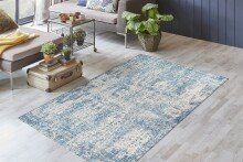 Teppich >Perry< in Blau, 75% Baumwolle / 25% Polyester - 150x80cm (LxB)