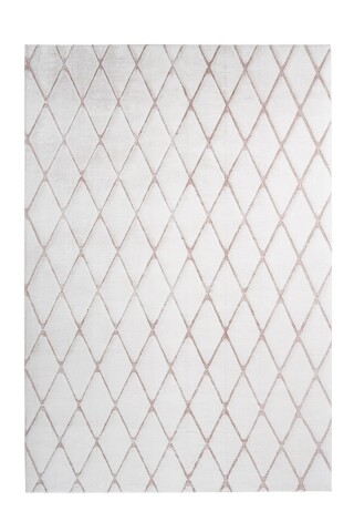 Teppich >Vivica< in Weiß / Rosé, 100% Polyester - 150x80cm (LxB)