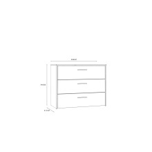 Kommode >RICCIANO< 3 Schübe, Stabeiche / Betonoptik Dunkelgrau - 99,8x79,9x41,5cm (B/H/T)