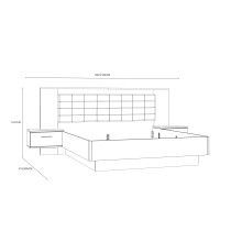 Bettgestell >RICCIANO< Liegefl. 180x200cm, Stabeiche / Betonoptik - 296,5x120x209,9cm (B/H/T)