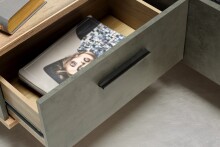 Bettgestell >RICCIANO< Liegefl. 180x200cm, Stabeiche / Betonoptik - 296,5x120x209,9cm (B/H/T)