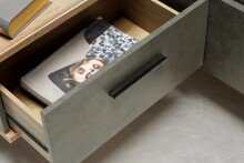 Bettgestell >RICCIANO< Liegefl. 180x200cm, Stabeiche / Betonoptik - 296,5x120x209,9cm (B/H/T)