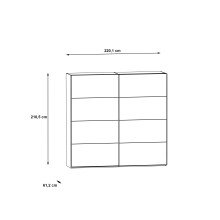 Schwebetürenschrank >RICCIANO< 2 Böden, 2 Stangen, Stabeiche/ Dunkelgrau - 220,1x210,5x61,2cm (B/H/T)