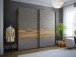 Schwebetürenschrank >RICCIANO< 2 Böden, 2 Stangen, Stabeiche/ Dunkelgrau - 220,1x210,5x61,2cm (B/H/T)