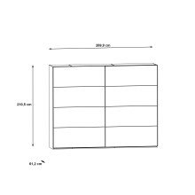 Schwebetürenschrank >RICCIANO< 3 Böden, 3 Stangen, Stabeiche/ Betonoptik - 269,9x210,5x61,2cm (B/H/T)