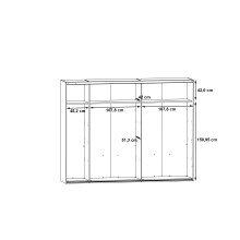 Schwebetürenschrank >RICCIANO< 3 Böden, 3 Stangen, Stabeiche/ Betonoptik - 269,9x210,5x61,2cm (B/H/T)