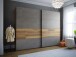 Schwebetürenschrank >RICCIANO< 3 Böden, 3 Stangen, Stabeiche/ Betonoptik - 269,9x210,5x61,2cm (B/H/T)
