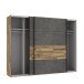 Schwebetürenschrank >RICCIANO< 3 Böden, 3 Stangen, Stabeiche/ Betonoptik - 269,9x210,5x61,2cm (B/H/T)
